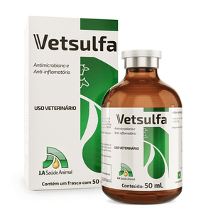 Vetsulfa – Antimicrobiano e Anti-inflamatório injetável – 50ml – J A Saúde Animal