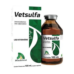 Vetsulfa – Antimicrobiano e Anti-inflamatório injetável – 100ml – J A Saúde Animal