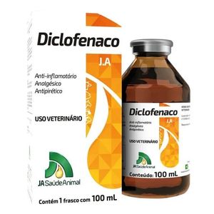 Diclofenaco - Anti-Inflamatório injetável  - 100ml - J A Saúde Animal