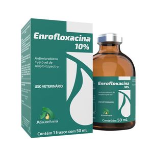 Enrofloxacina 10% - Antibiótico Injetável – 50ml – JA Saúde Animal