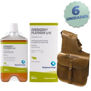 Kit: 6 Ivergen Platinum – Ivermectina 3,15% - 500ml – Ganhe 1 Alforge