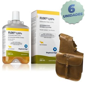 Kit: 6 Flok – Doramectina 3,15% - 500ml – Ganhe 1 Alforge