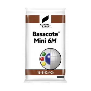 Fert. Basacote Mini 6M 15Kg N total 16%, P2O5 Sol. em CNA+Agua 8%, K2O Sol em agua 12%, Mg Total 1,2%, S Total 5%, B