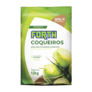 FORTH Coqueiros 10kg  Reg. Mapa 0032042000012 N12% Fosforo total5%Potassio18%Ca2%Mg4%S8,5%SO42,8%B0,08%Cu0,05%Fe0,2%