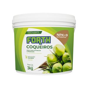 FORTH Coqueiros 3kg Reg.Mapa 0032042000012 N12% Fosforo total5%Potassio18%Ca2%Mg4%S8,5%SO42,8%B0,08%Cu0,05%Fe0,2%