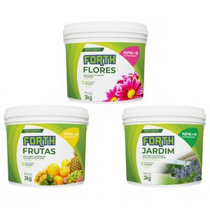 KIT Trio Fertilizantes Forth Flores, Frutas e Jardim 3Kg