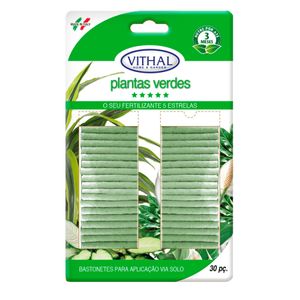 Fertilizante Vithal Plantas Verdes com 30 Bastonetes 35g