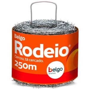 Arame Farpado Rodeio Belgo 250 Metros Zincado 1,60mm Para Cerca 350kgf